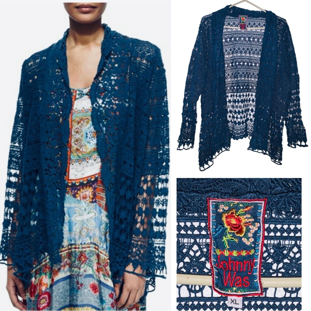 Johnny Was crochet cardigan